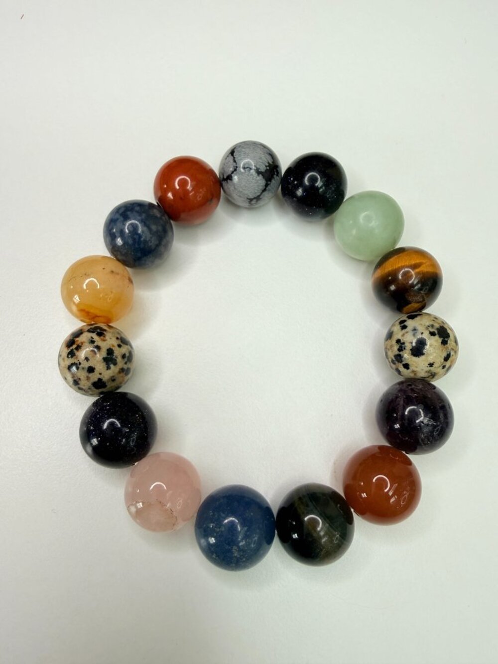 United Diversity | Unisex Natural Gemstone Statement Bracelet | 15.5mm Beads